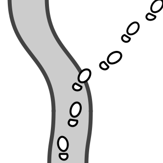 Logo vergendert.de: Fußspuren, die den sinnvollen Pfad verlassen